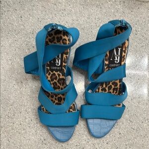 Aj Valenci Blue Sandals with Geometric Straps